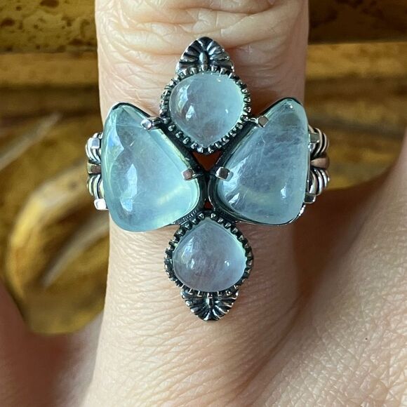 Genuine Aquamarine Sterling Silver Ring Size 6 - Picture 1 of 9